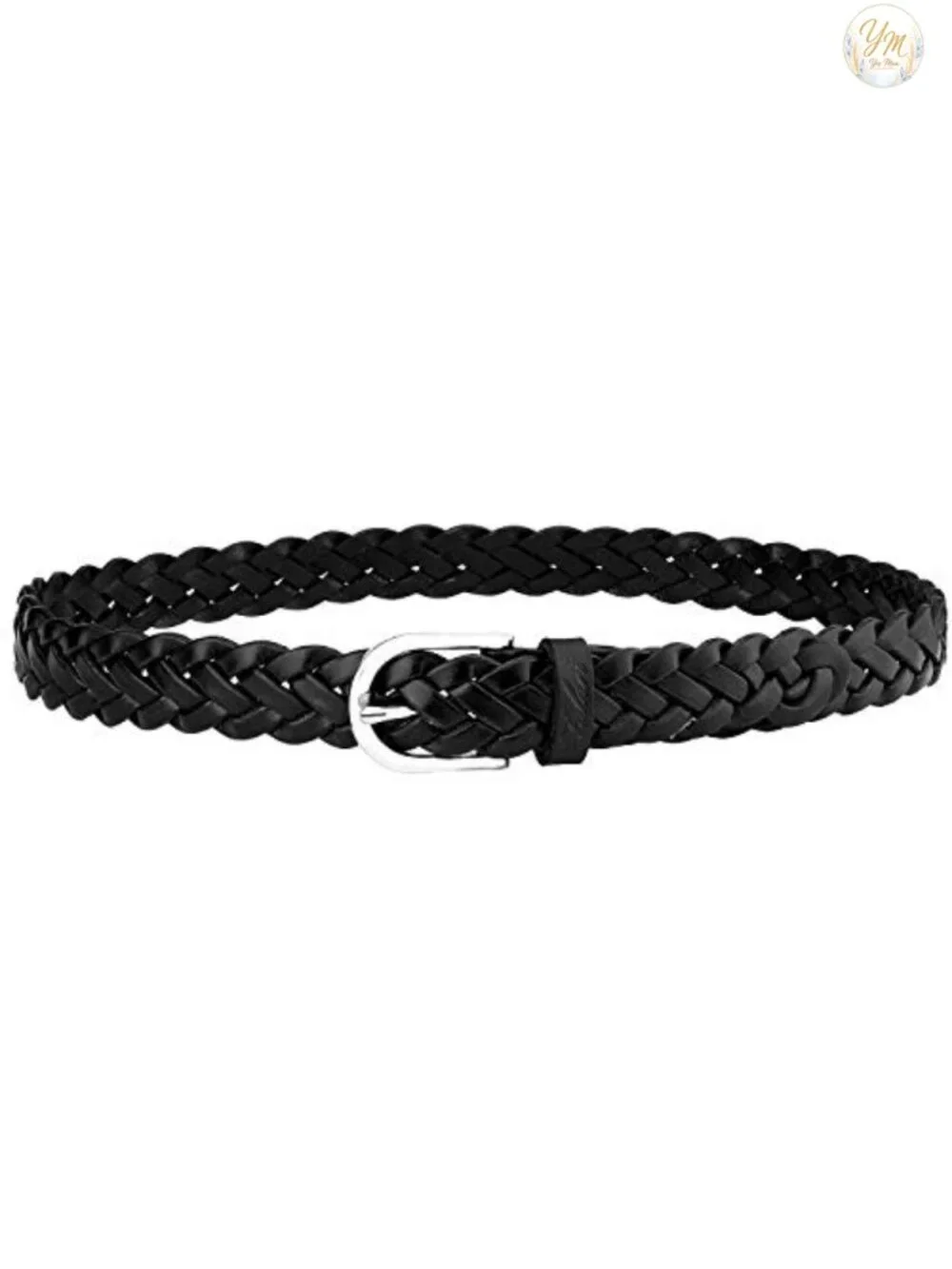 Women's Genuine Leather Braided Belt Stainless Steel Buckle